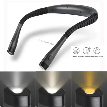 뜨게 캠핑 수리용 미니 유연한 행잉 넥 독서등, USB 충전식, 150 루멘