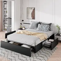 Full Size Platform Bed Frame with 3 Storage Drawers, Faux Leather Upholstered, Wooden Slats Support, No Box Spring Needed 1