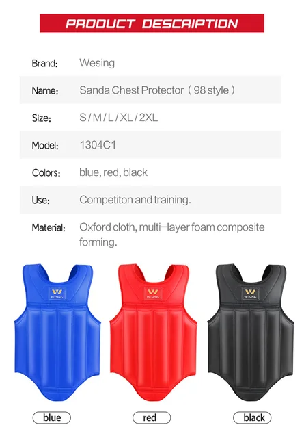 Wesing Sanda Martial Arts Chest Guard Boxing Chest Guards MMA Muay Thai  Chest Protectors