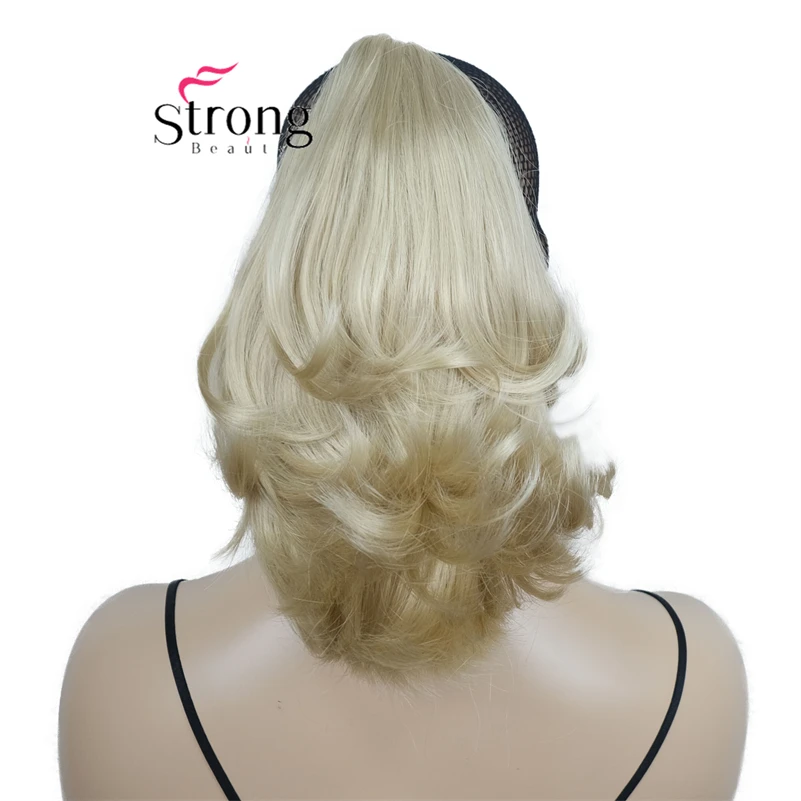 Strongbeauty 12 클로 포니테일 헤어 익스텐션의 컬리 스타일 클립 턱/클로 클립이 있는 이중 용도 합성 헤어피스 125g