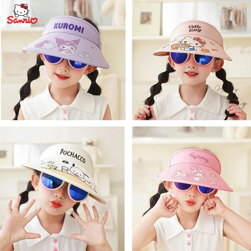 

Sanrio Hello Kitty Kuromi My melody Cinnamoroll children's sunglasses sun hat summer large brim anti-UV sunshade empty top hat