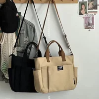 Urban Minimalist Female Student Large Capacity Commuting Horizontal Canvas Single Shoulder Diagonal Cross Portable Tote Bag - Image 6