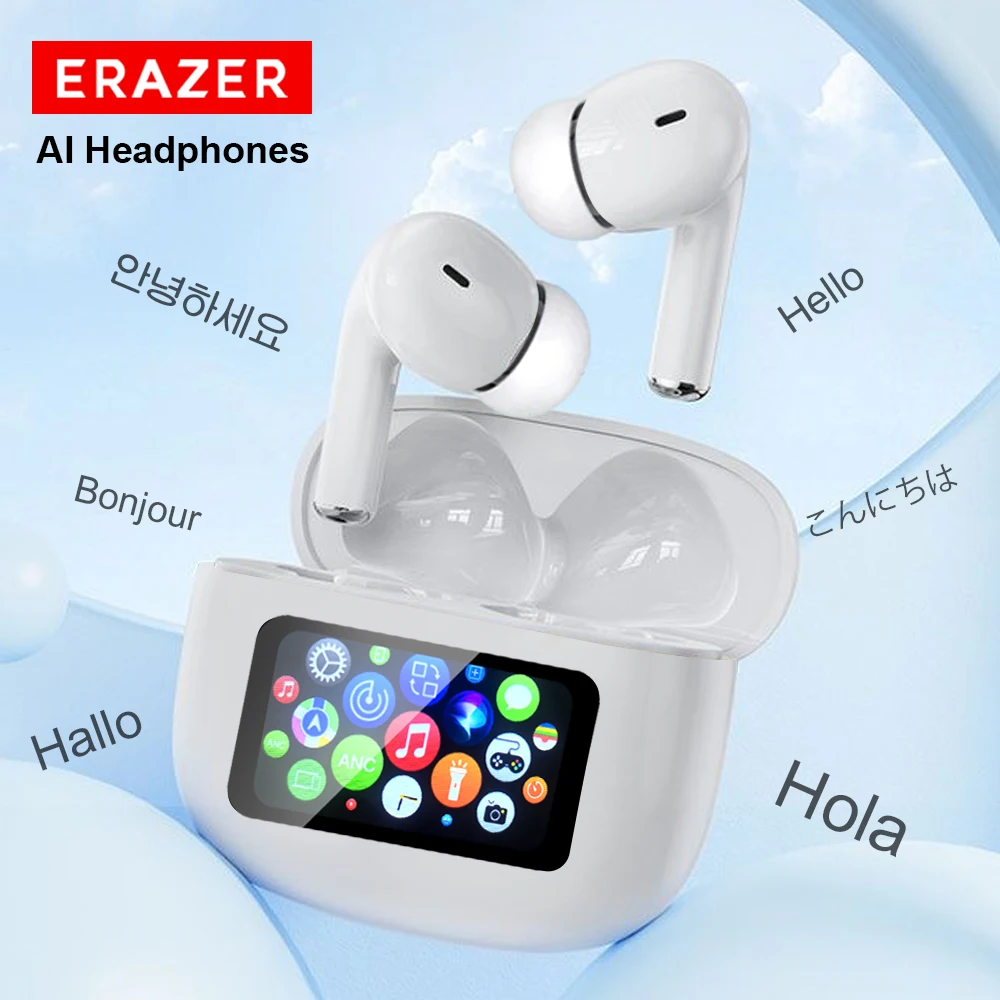 ERAZER AI translation Airs Pro TWS wireless Bluetooth earphones touch screen control headphones HiFi earbuds HD call headsets