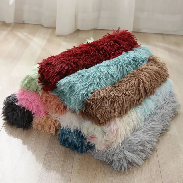 Dog Bed Mat Pet Cat Plush Soft Warm Cushion Pet Washable Candy Colored Blanket Kennel Puppy Pet Cat Dog Supplies Suit For Winter 2