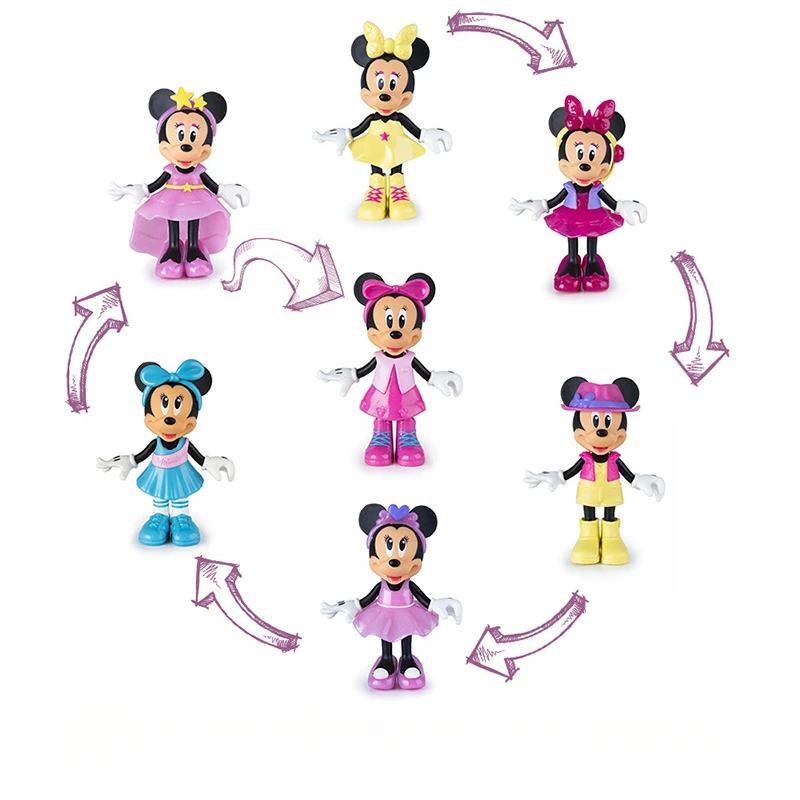 Disney Cartoon Toys Mickey Mouse Minnie Doll Dress-up Girls Play