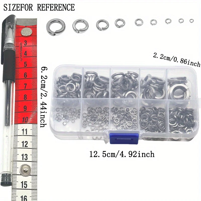 Stainless Steel Washers 310/620 Pieces 304 Assortment Kit 9 Sizes M2 M2.5 M3 M4 M5 M6 M8 M10 M12