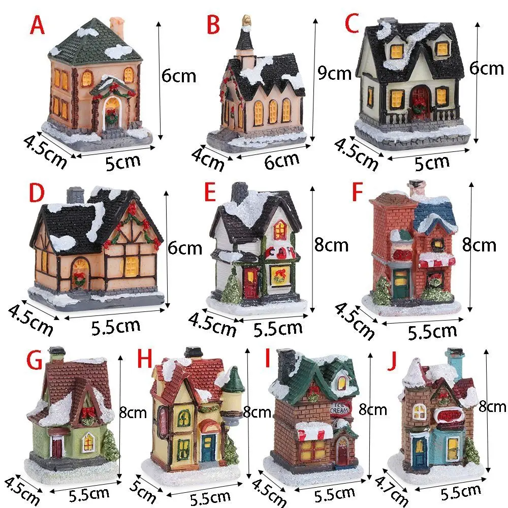 Resin LED Christmas Miniature House Decor