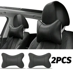 Premium Leather Car Headrest Pillow - Breathable & Comfortable Neck Support for Travel (2pcs)