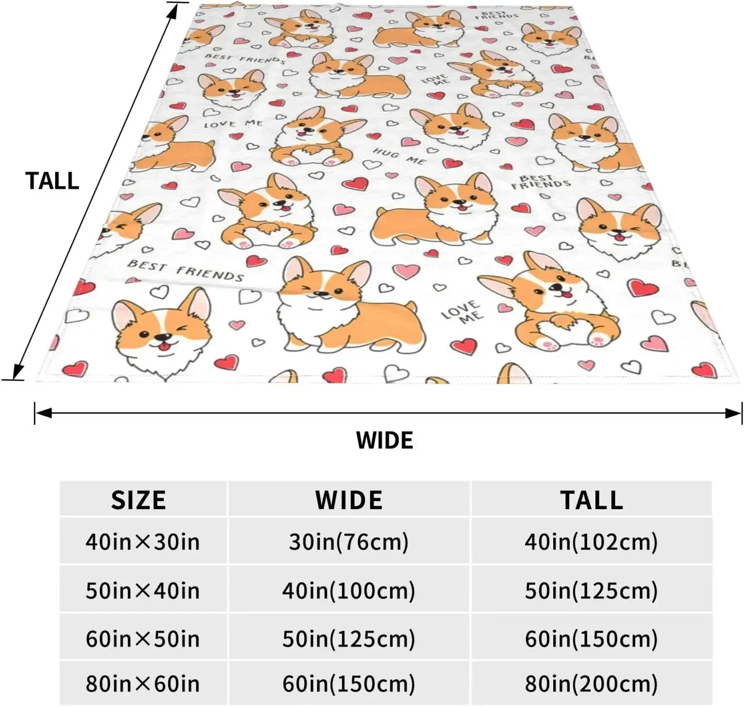 Corgi Blanket Cute Pet Dog Corgi Throw Blankets Super Soft Flannel Cozy Cartoon Pattern Animals Blanket Warm Lightweight 3