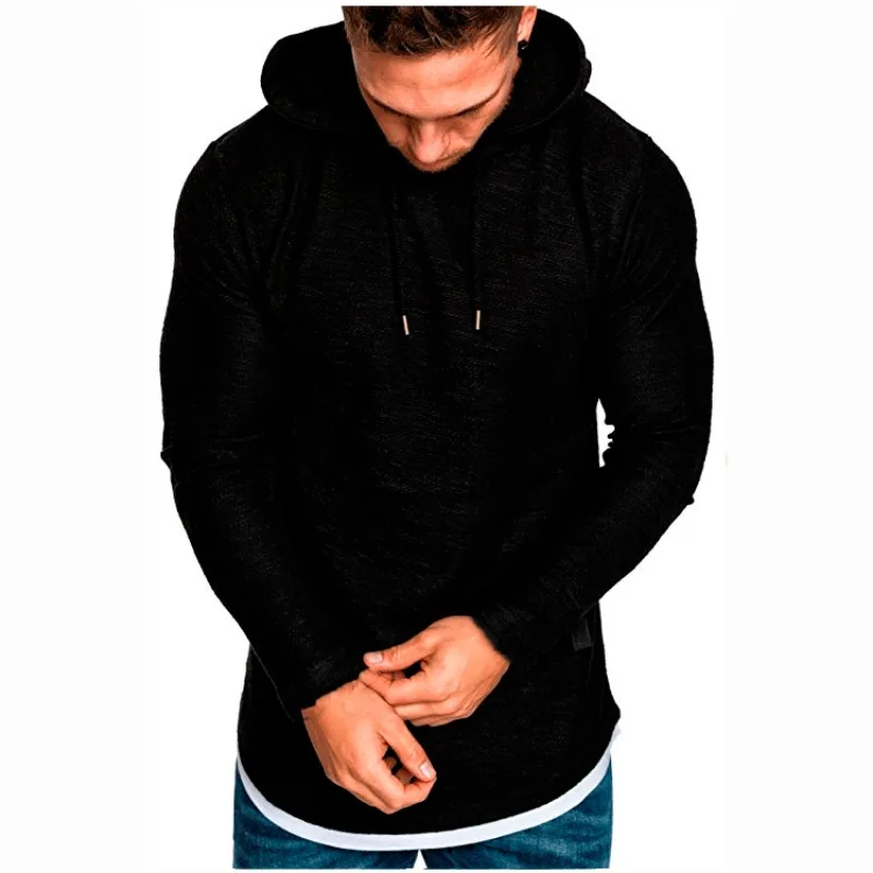 thumbnail image 2 of Primavera y verano nuevas camisetas de manga larga deportivas informales con capucha de Color sólido para hombres están de moda y a la moda, 2 of 5