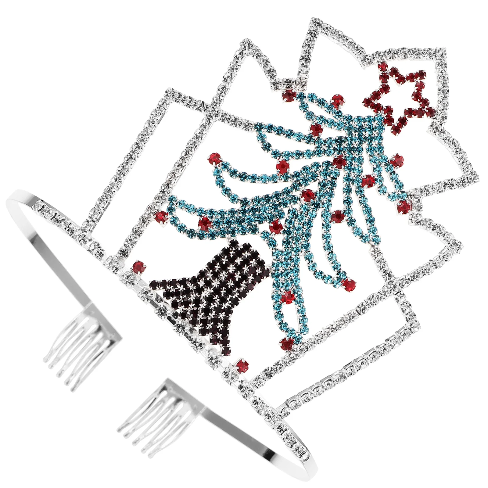 

Christmas Rhinestone Hair Band Hair Xmas Headdress Party Favors Photo Props for Kids Adults (Christmas Tree Pattern)