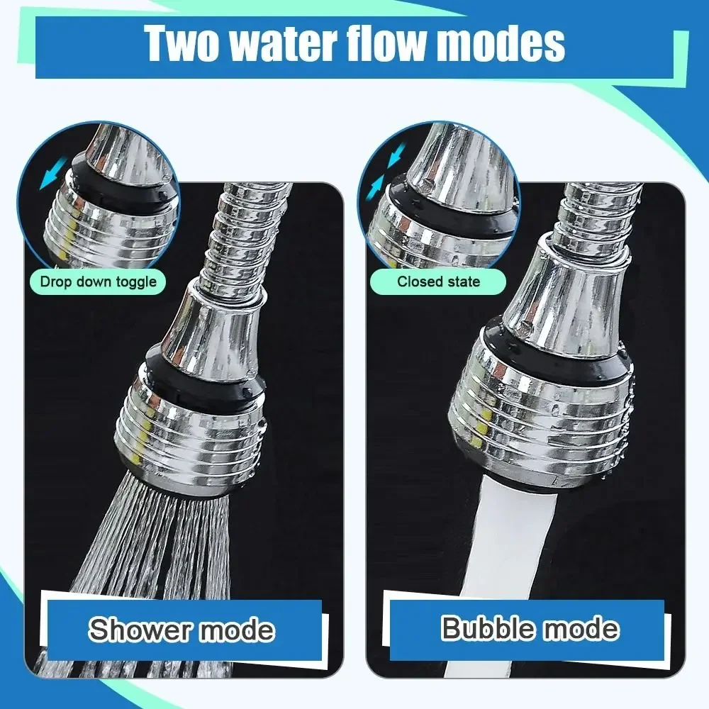 Description Picture 6 of item360 Degree Faucet Rotating Bubbler Filter Nozzle Booster Nozzle Extender Anti Splash Head Water Saver Bathroom Kitchen Tools
