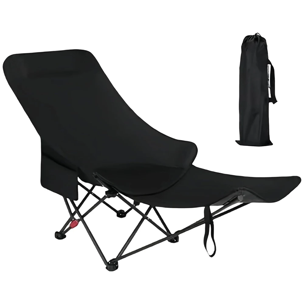 Chaise pêche camping pliante légère avec repose-tête rangement gobelet sac transport randonnée plage