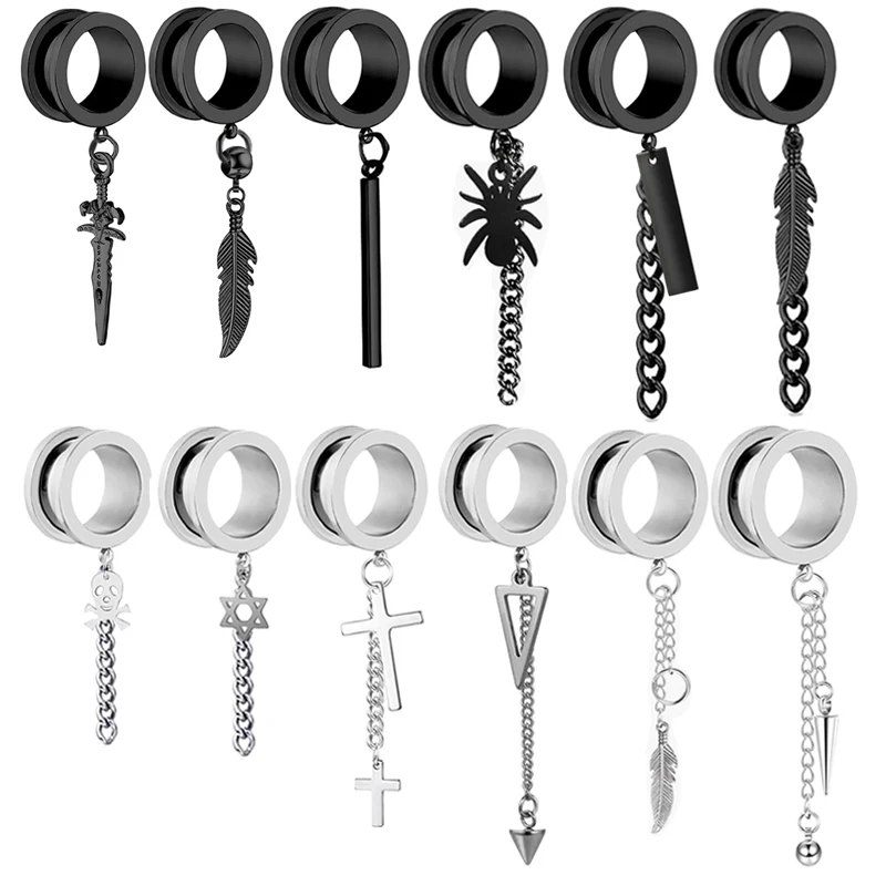 

stainless steel tunnels for ear 00 gauges for ear men ear tunnels earrings gauges body piercing ear stretcher kit expander cuff