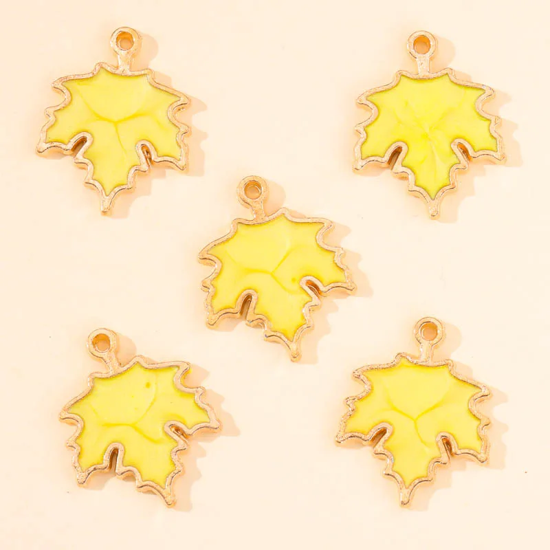 10Pcs 4 Colors New Enamel Maple Leaf Charm 19*24mm Pendant For DIY Necklace Earrings Keychain Jewelry Findings Making Wholesale
