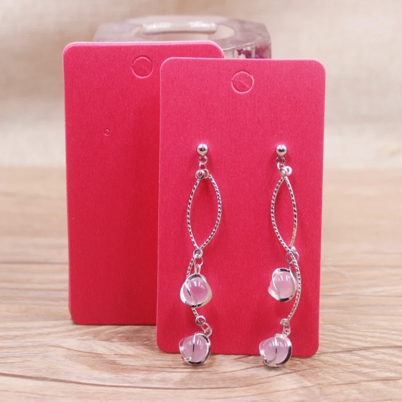 Twavang Set 100 Biglietti Per Orecchini In Carta Kraft Verde Con Chiusure E Sacchetti, 8,9x5 Cm, Per Esposizione E Packaging Gioielli Fai Da Te