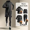 Korean Warm Sports Suit Men 2-4 PCS Running Set Jogging Basketball Underwear Tights Sportswear Gym Fitness Tracksuit Clothes 1