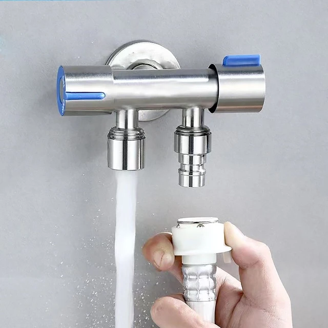 1 In 2 Out Faucet Washing Machine Toilet Shower Valve Bathroom Triangle Valve Water Control Valve Dual Control Diverter Valve 3