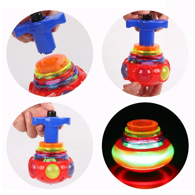 New Spinning Top Flash Luminous Spinning Tops Toy Colorful Top Ejection Toy Flashing Led Gyroscope Children Classic Toys 3