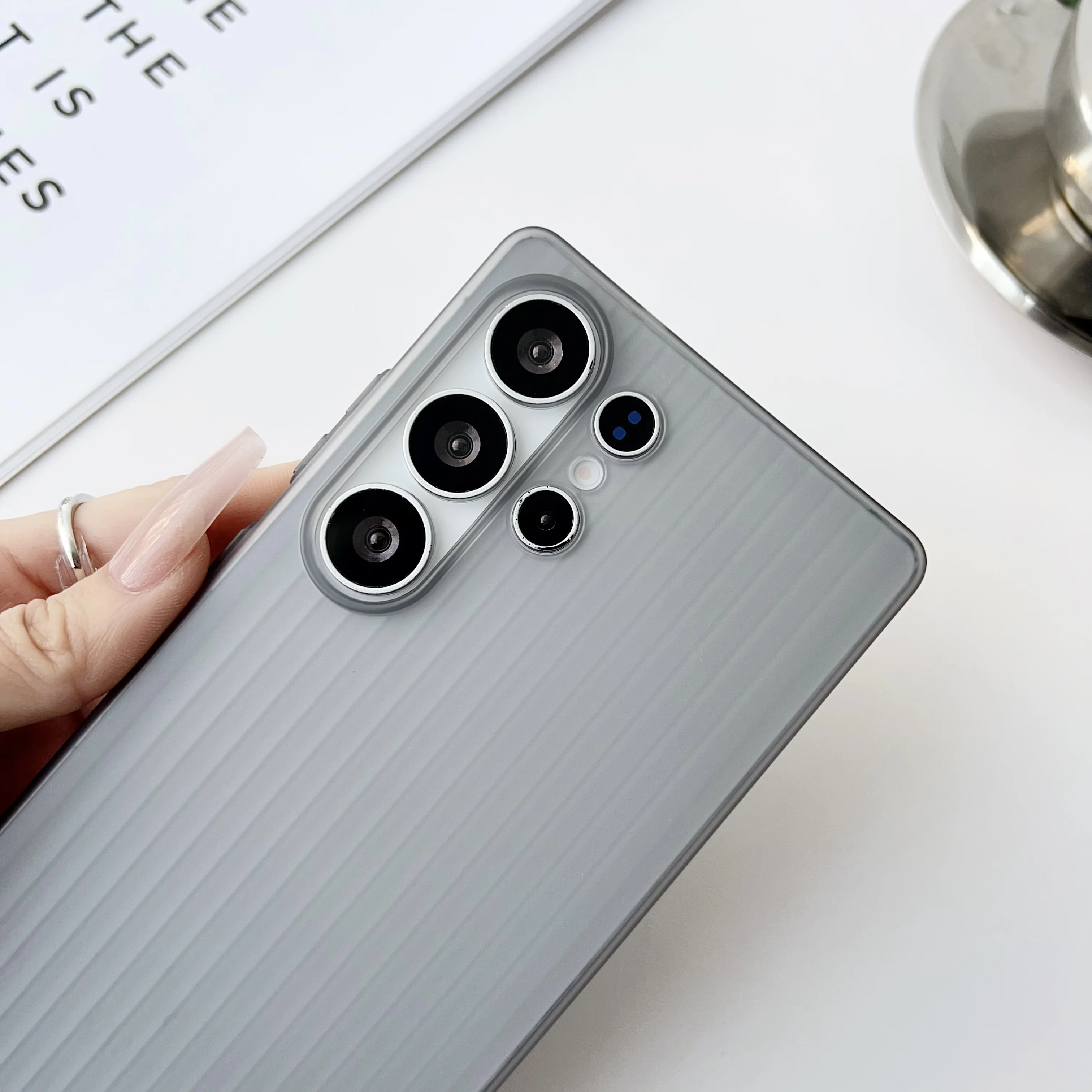 Matte Slim HD Clear Corrugated Pattern Shockproof Ultra-Thin Phone Case with Stripes Design