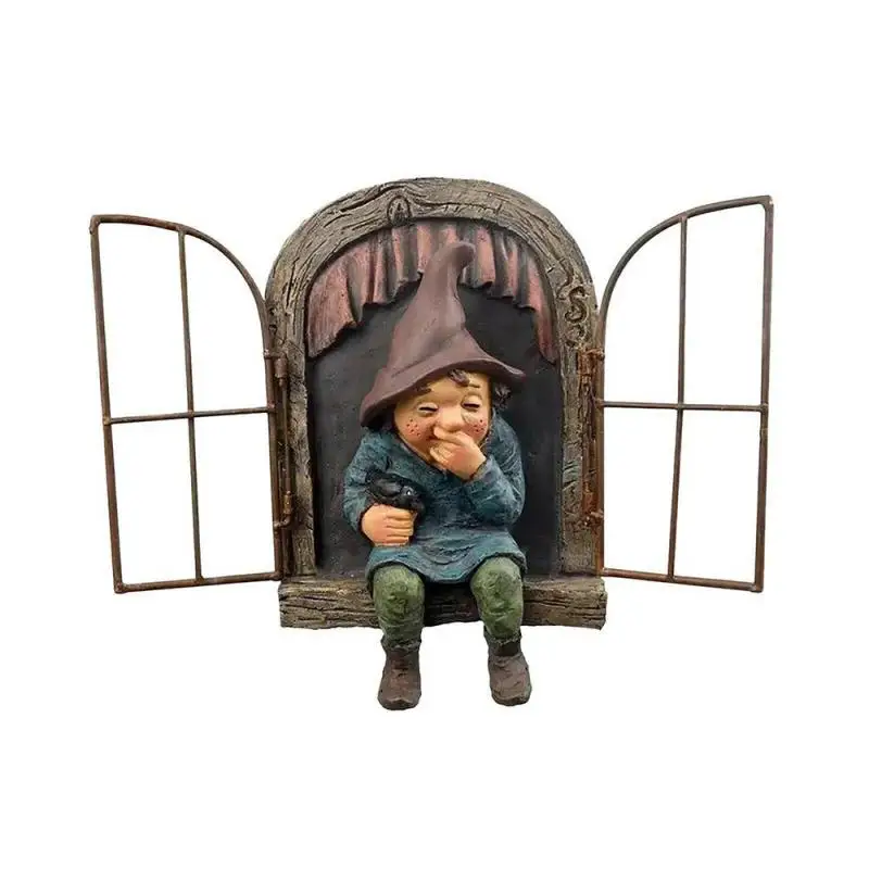 

Озорная садовая статуя Elf Out The Door Tree Hugger Home Yard Decor