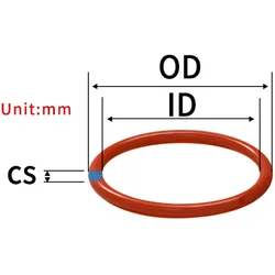 Enhanced Red Silicon Rubber O - Ring Seal Gasket Washer - OD24xCS2.2 - 50pcs (Sketch Map)