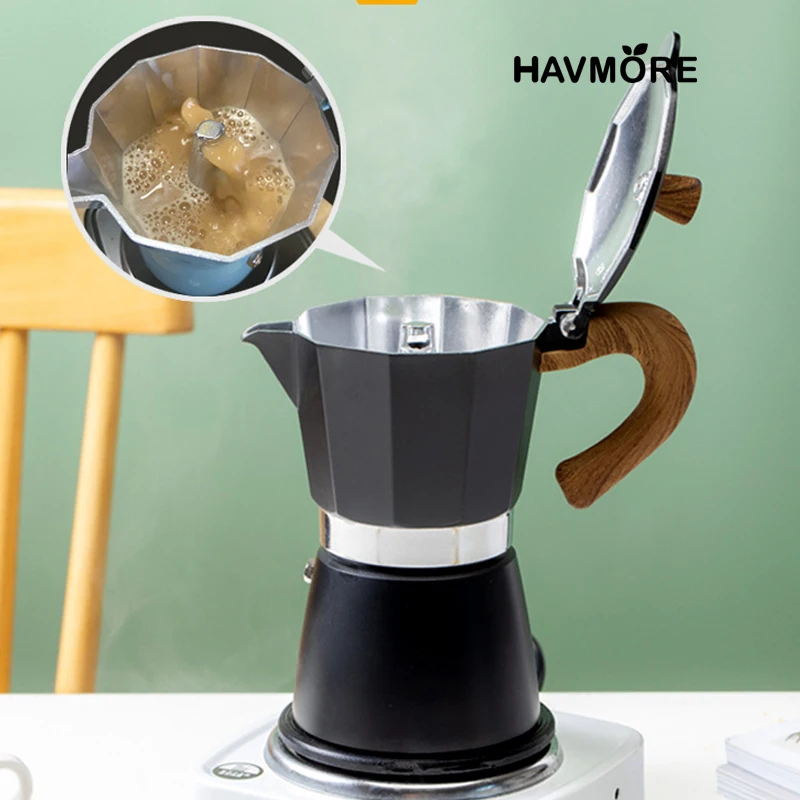 إسبريسو موكا مقبض خشبي 150/300مل