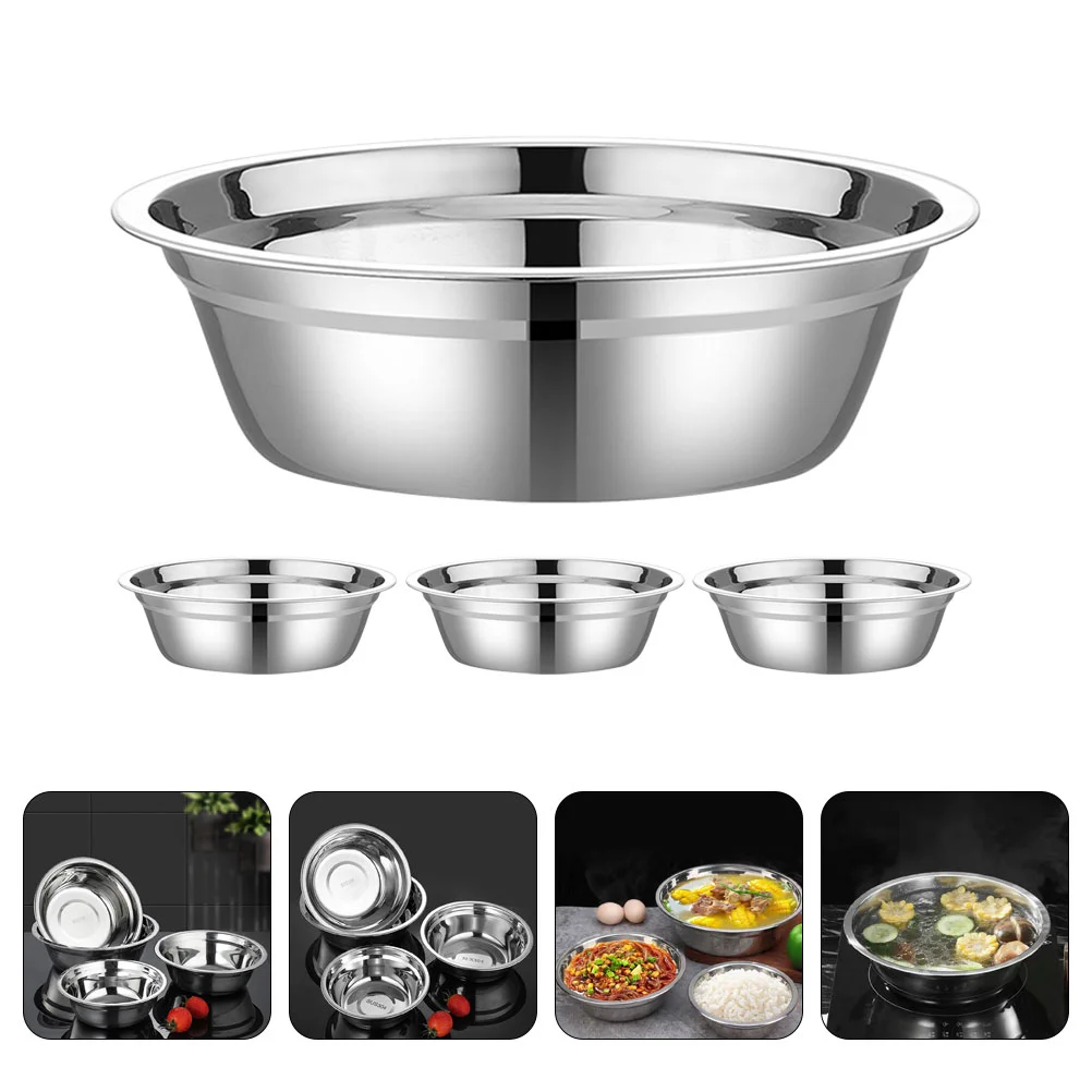 

4 Pcs Stainless Steel Soup Bowl Mixing Bowls Prep for Cooking Large Kitchen Supplies Food Baking Student