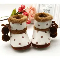 Winter Newborn Shoes Baby Boy Girl Cute Pompon Snow Boots With Plush Infant Anti-Slip Toddler Shoes Cotton Shoe Kids Home Boots 3