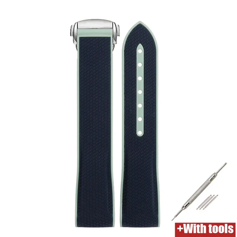 Enhanced Silicone Sport Strap with Curved End and Folding Buckle - 20mm Watch Band