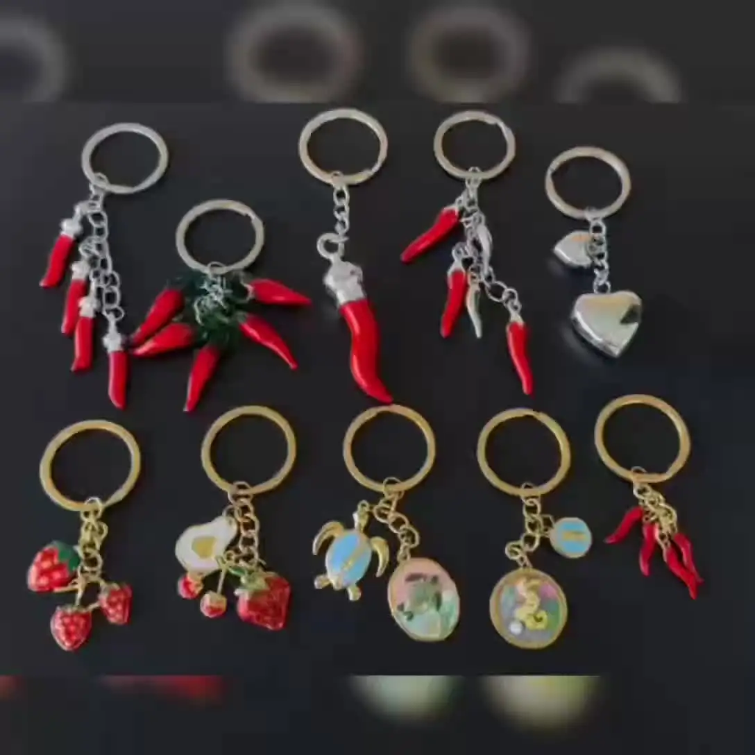 1Pc Creativo Vetro Verdura Peperoncino Portachiavi Ciondolo Per Le Donne Borsa FAI DA TE Fortunato Corno Pepe Rosso Perline Uomini Llaveros Gioielli All'ingrosso  36