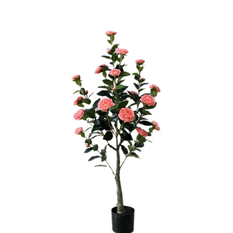 Artificial Tea Rose Flower Tree, Fake Tea Tree, Potted Plant, Home Garden, Wedding Decoration, Bonsai Ground Green Plant