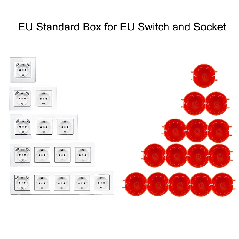 EU Euro Box Internal Mounting Wall Junk Wire Case 86mm 80mm French Switch Socket Wiring Cassette Placo Recessed Mysterious Box