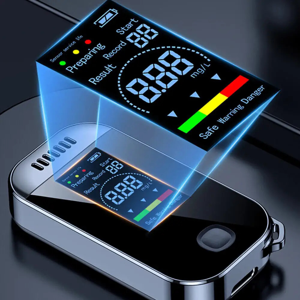 Breath Alcohol Tester Portable Digital Breath Alcohol Tester Professional Breathalyzer with LCD Display USB Rechargeable