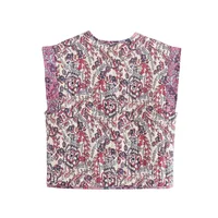 Aoaiiys Printed Vest for Women Tops Chic Sleeveless Autumn Winter Warm Quilted Cotton Vest New Fashion Causal Vintage WaistCoat 2