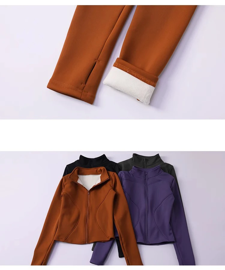 Winter Outdoor Damen Fleece Verdickte Jacke Leichte Warme Jacke mit Reißverschluss Weiche Laufjacke – Detail 4