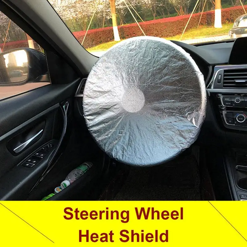 Car Steering Wheel Sun Block Silver Coated Cloth Sun Shade Cover Auto Steering Wheel Sheath Sunscreen Insulation Accessories