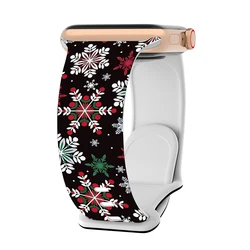 Festive Christmas Silicone Strap for Apple Watch - Holiday Santa & Snowman Design (Style B309)