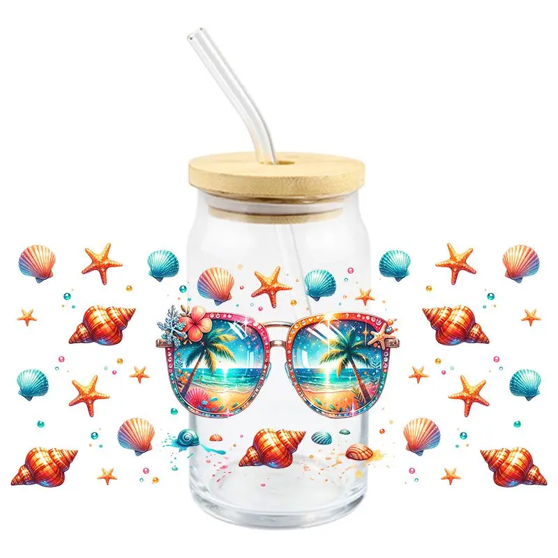 Summer UV DTF Wrap Transfer Stickers Cool Fashion Desifn Colorful Decal Waterproof Wrap For Bottles Cups Mugs Decal