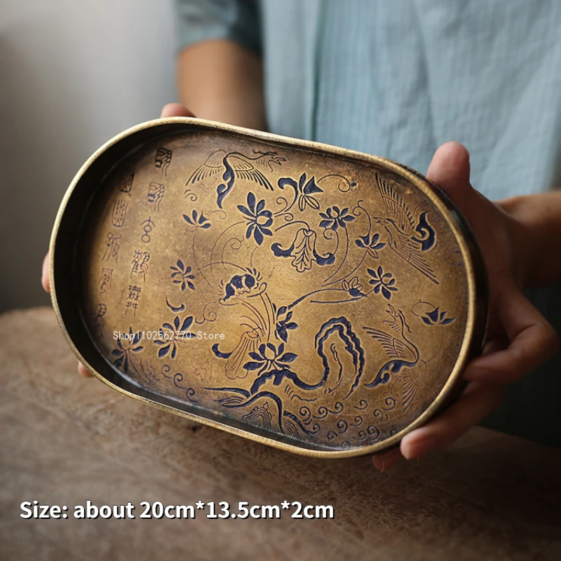 Imitation of Ancient Copper Tea Tray Pure Handmade Lacquer Painting Tray Home Room/study/office/teahouse Tea Ceremony Supplies