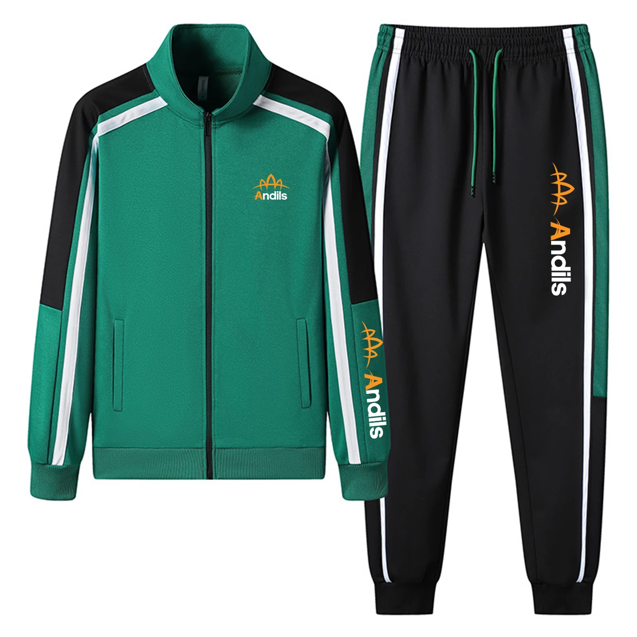 2023 Spring and Autumn Fashion Printing Men's Patchwork Zipper Sportswear+Sports Pants Set Casual Jogging Fitness 2-Piece Set