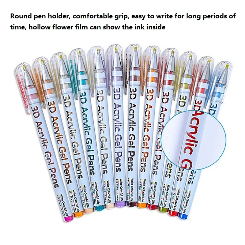 24/36/48 Colors 3D Acrylic Gel Pens , 1.0mm Quick Dry Hand Journal Pen Can Stack Color Marker canetas back to School Stationery 5