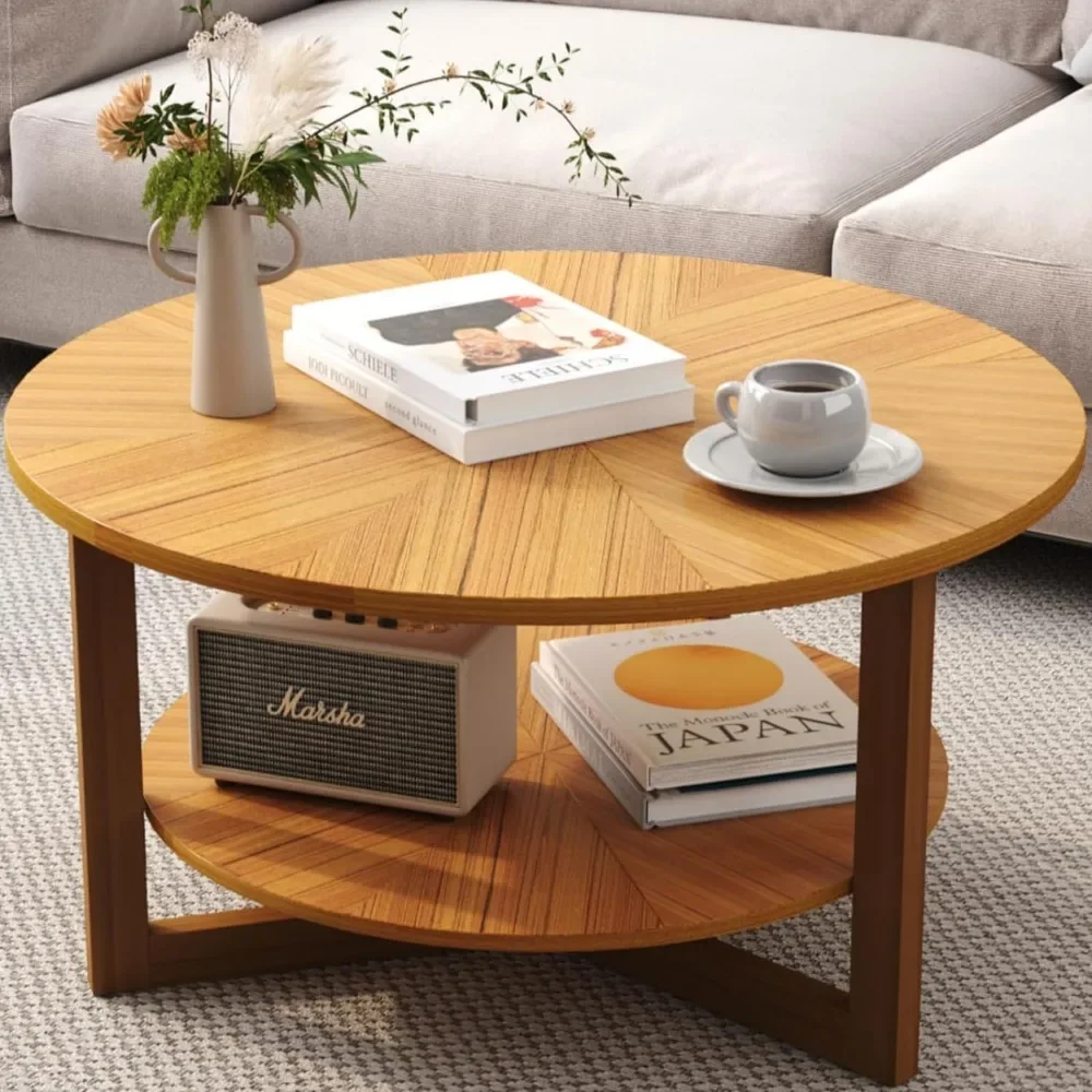 

Round Wood Coffee Table Furniture Round Solid Wood Center Large Circle Coffee Table for Living Room Service Tables End of Tables