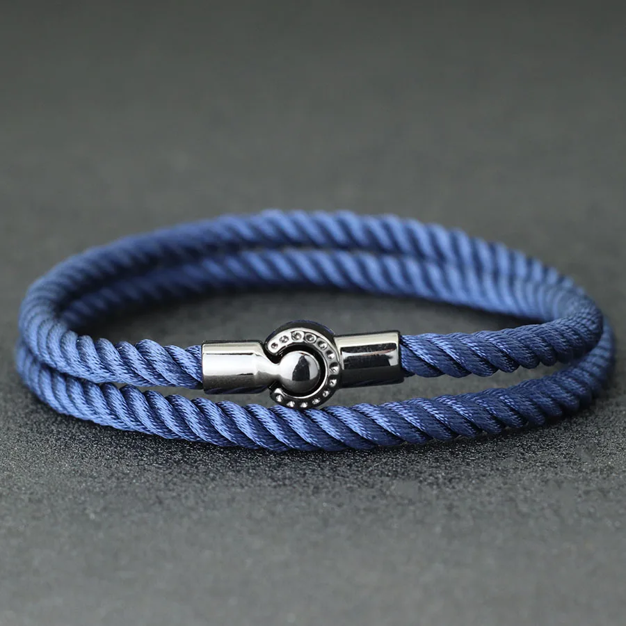 Bracelet Paracorde 2 Mm Avec Argent 925 - Magnétique, Ajustable, Pour Homme Ou Femme, 2 Pièces