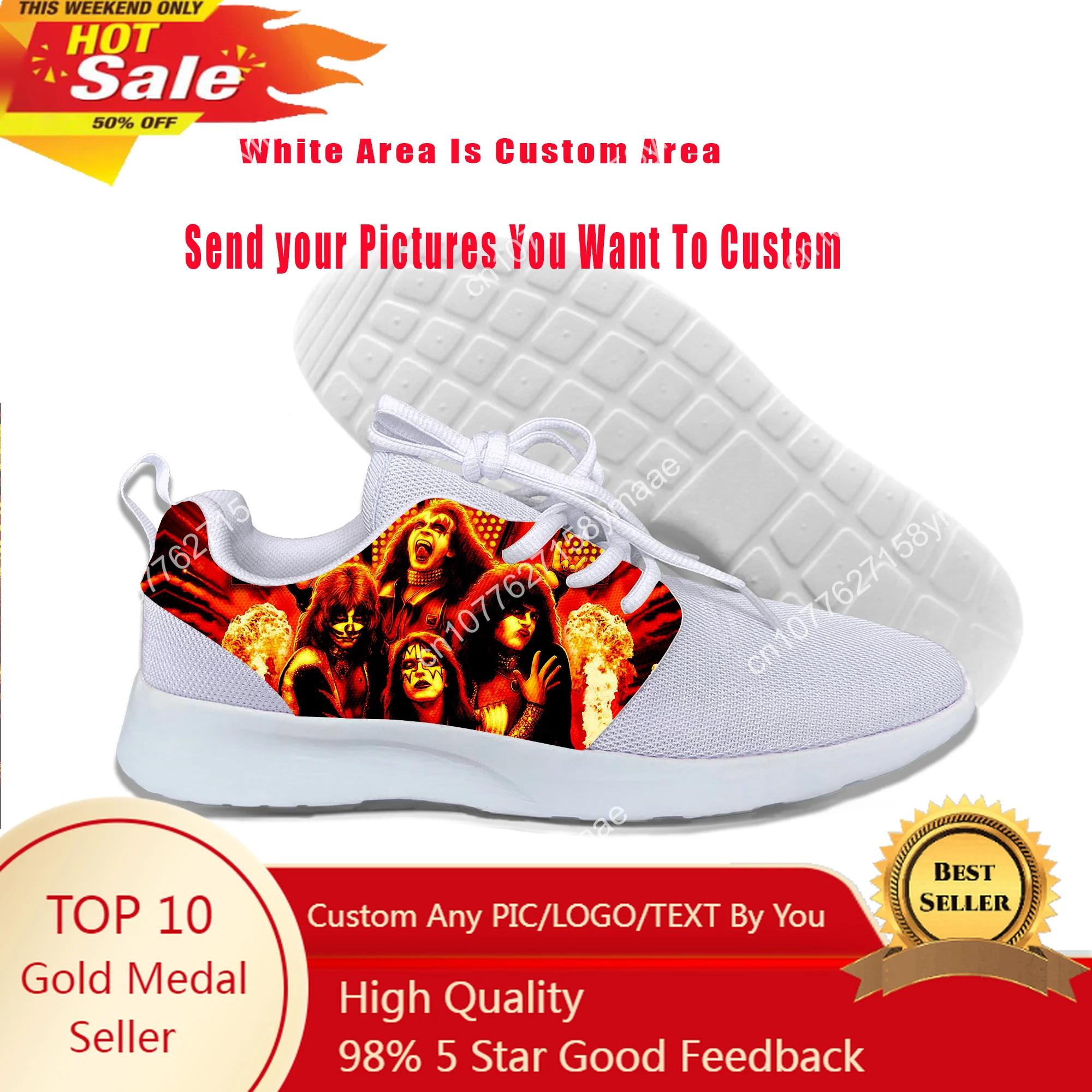 Hot New Summer Fashion Top Heavy Metal Rock Kiss Band Classic Board Shoes Uomo/Donna Scarpe Sportive Leggere Ultime Sneakers