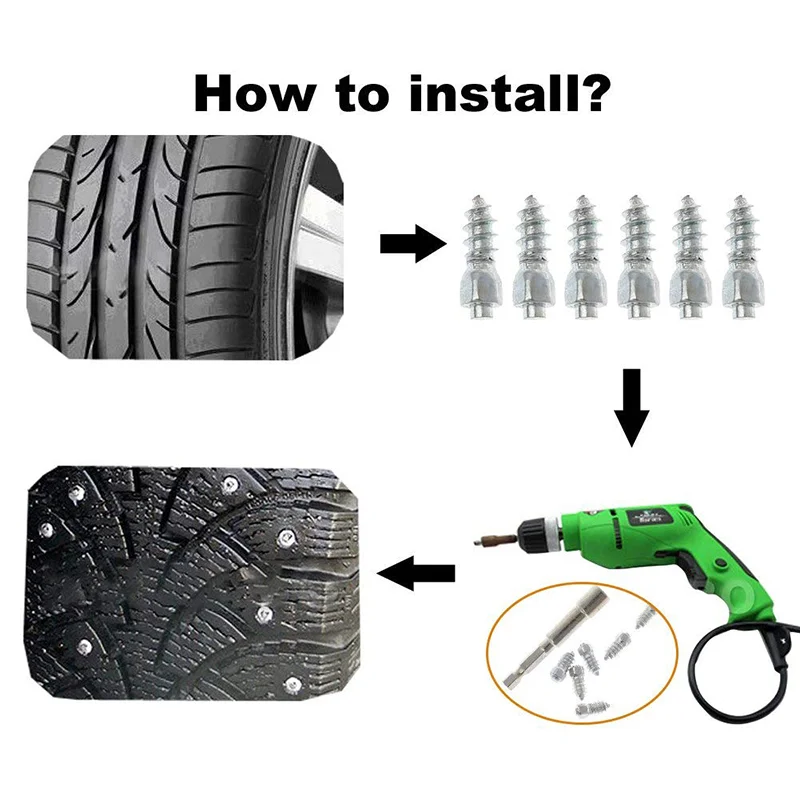 Universal Anti-Slip Screws Winter Car Tire Stud Nails Auto Motorcycle Truck Off-road Tyre Anti-ice Spikes Sole Tire Cleats 10Pcs