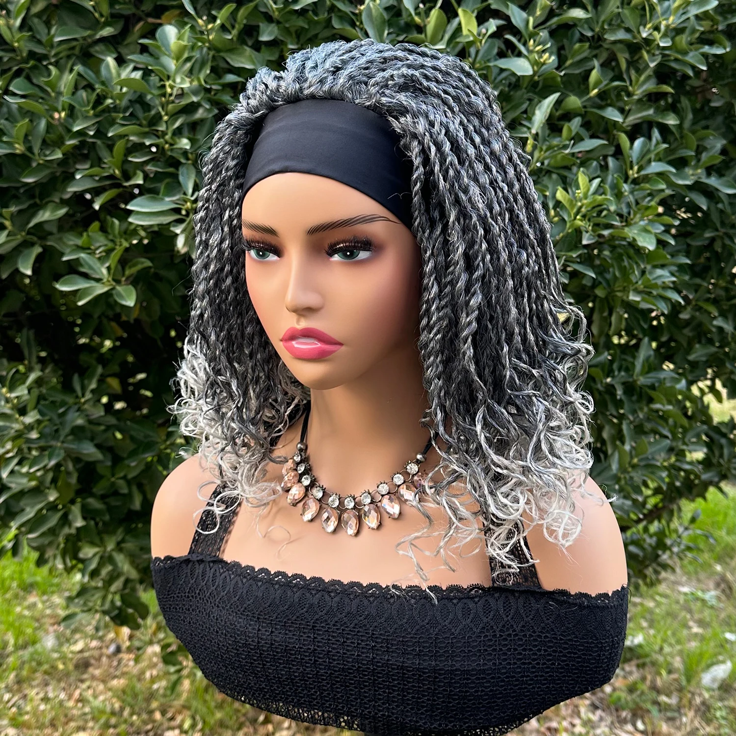Short Synthetic Braided Headband Wigs For Black Women Box Braided Headband Bob Wig African Braiding Hair Headband Bob Wig