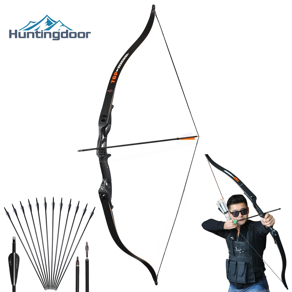 30-50lbs arc recourbé 60 pouces en bois take-down chasse arc recourbé pour  droitier adulte chasse en plein air tir pratique arc