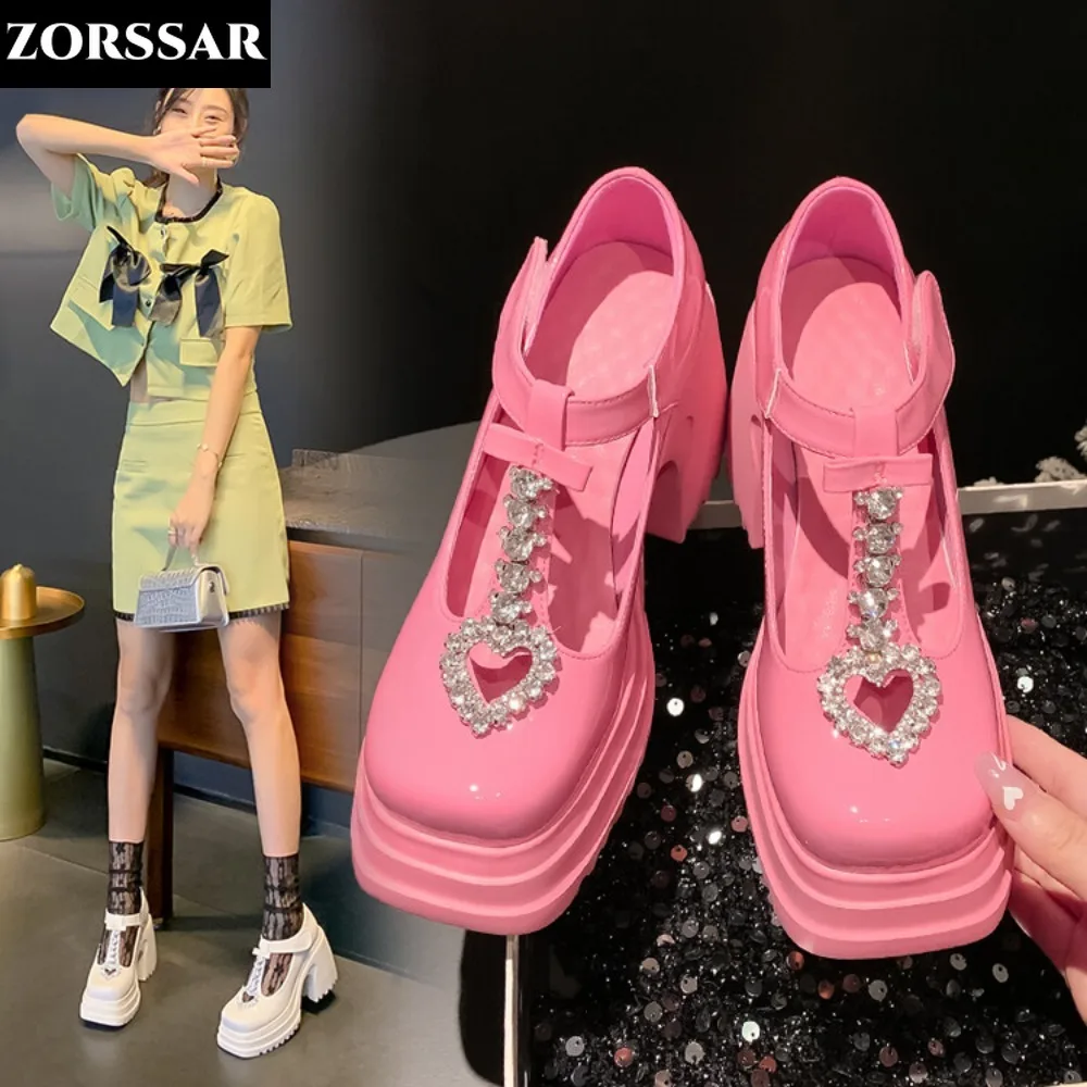 

Fashion White Platform Pumps for Women Super High Heels Buckle Strap Mary Jane Shoes Woman Goth Thick Heeled Party Shoes Ladies