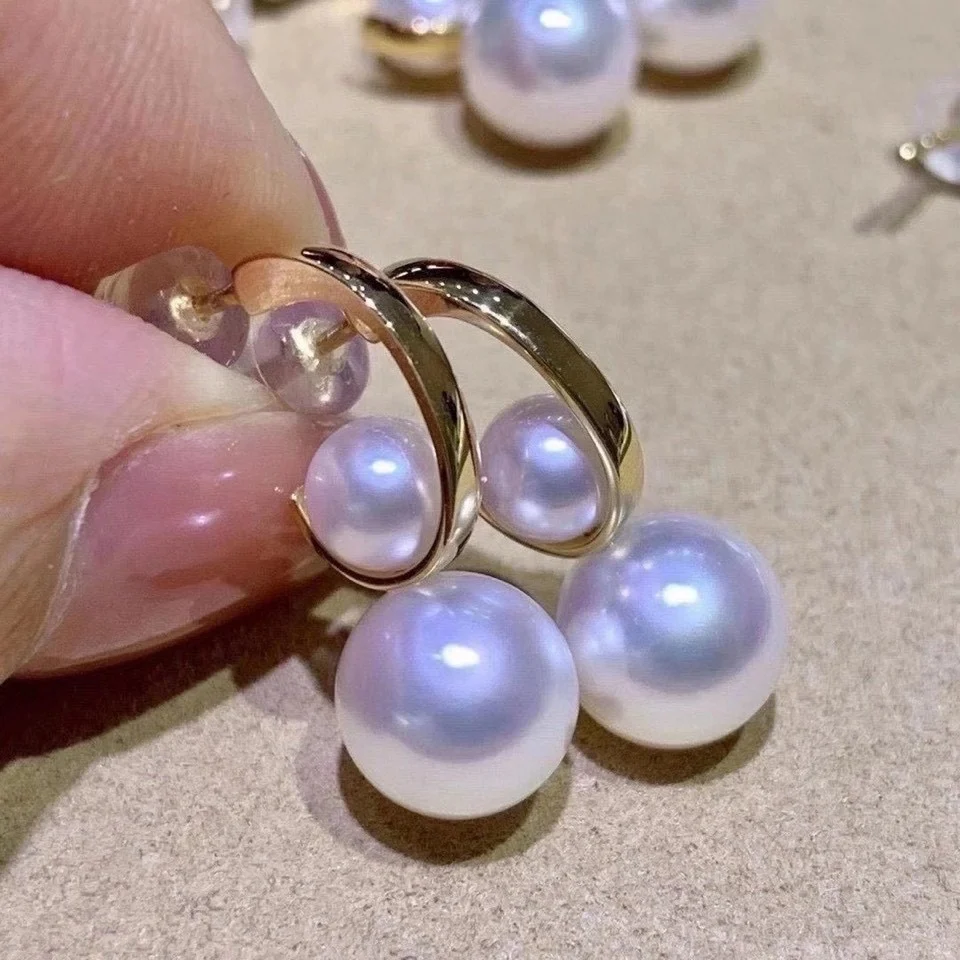 

Classic 4-11mm Double Pearl Stud Earrings Women Pearl Earrings Jewelry Gift